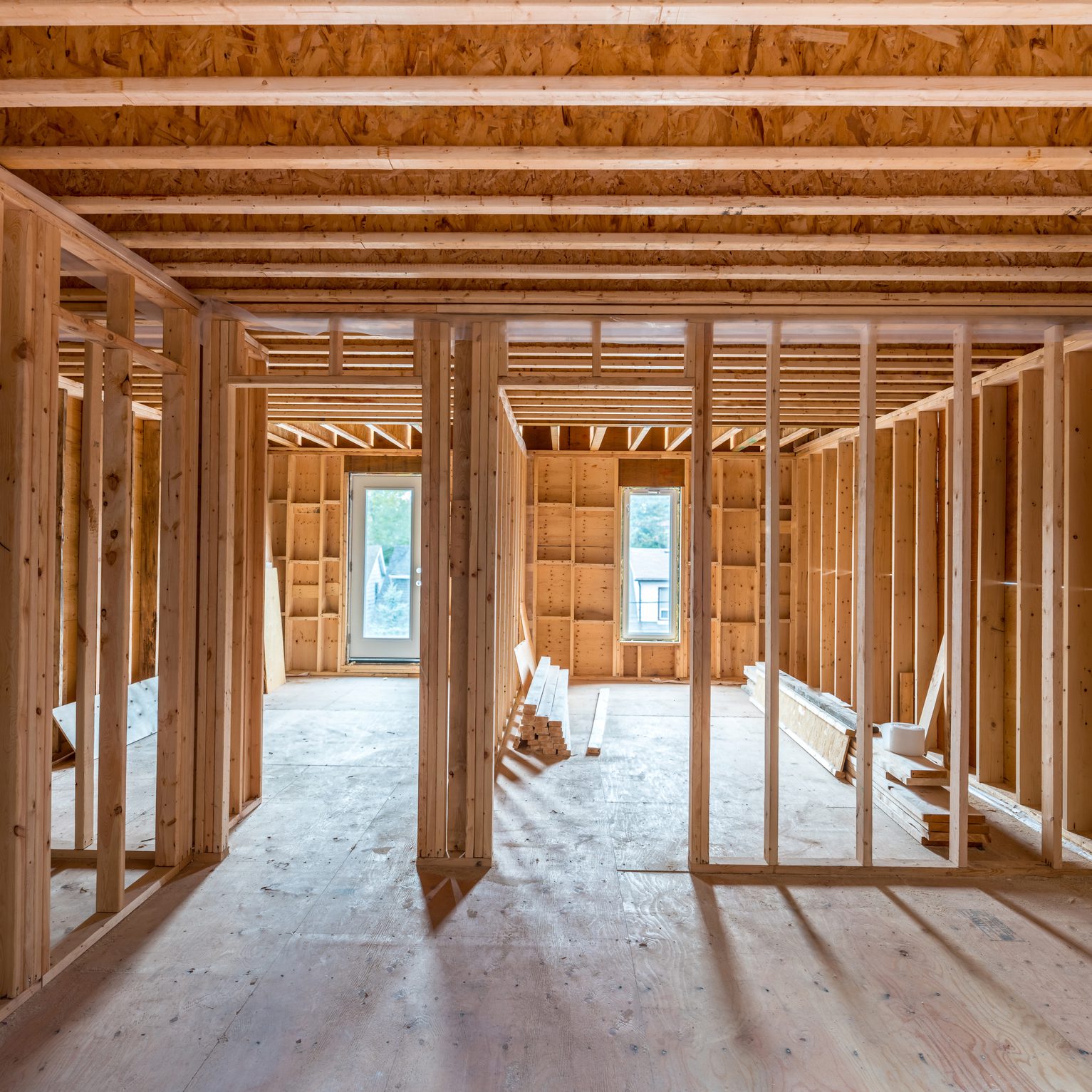New built house framing interior New Construction